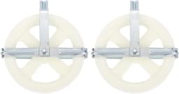 Allecta - Set van 2 waslijn katrollen 12,7 cm wit, duurzaam kunststof wiel, ijzerlegering, diepe groef, weerbestendig — thumbnail 1