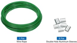 Allecta - Metalen kabel 20 meter - Roestvrij staal - Vinyl gecoat - 6 aluminium mouwen - Hangen - Droogrek - Optillen - Groen — thumbnail 4