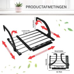ZRSS® Wasrek Hangend Trapgat - Droogrek Ophangbaar - Voor Radiator, Deur, Balkon - Uittrekbaar - 42-73 cm - Roestvrij Staal — thumbnail 5