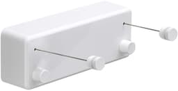 Waslijn, uitschuifbare waslijn voor binnen- en buitengebruik, twee roestvrijstalen waslijnen van 4,2 meter, wandmontage, wit — thumbnail 1