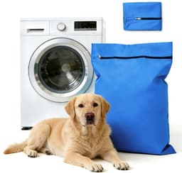 Waszakken voor huisdieren - Waszakken van twill polyester - Grote waszakken met rits - Voorkomt dat waszakken verstopt raken door dierenhaar - Waszakken voor huisdierendekens - Geweldig voor honden en katten (70x80cm) - blauw-L — thumbnail 1
