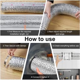Aluminiumfolieslang 3m PVC 4-laagse buis, 150mm diameter, flexibel, slangklemmen en tape, drogers, afvoerventilatoren, afzuigkappen — thumbnail 4