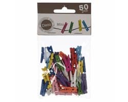 Mini fotoknijpertjes/kaartknijpertjes hout - 50x stuks - 2,5 cm - Kerstkaart knijpers