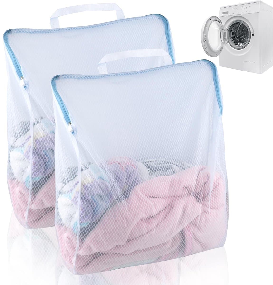 IMPERATORIS® Waszakjes voor Wasmachine - Bescherming voor Fijne Was en Schoenen - Mesh Wasnet met Rits - Voorkomt Slijtage - Set van 2 - Wit - 50 x 60 cm — afbeelding 1