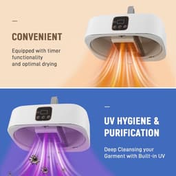 Wasdroger - Droger - Draagbare elektrische droger - Opvouwbare droger - UV-sterilisator - 360° hetelucht - Mini-droger - Verstelbaar - Ideaal voor thuis, op reis, in de camper en in compacte wasruimtes - Wit — thumbnail 4