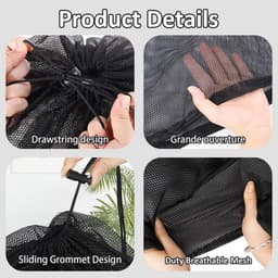 2 stuks waszakken van mesh met trekkoord en handvatten - 40×50cm waszakken van mesh - Duurzame tassen voor delicate kleding - Stevige waszakken van mesh - Geschikt voor wasmachines, reizen, kleding, speelgoedopslag — thumbnail 2