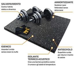 Rubberen anti-vibratie mat | Geluid- en schokabsorberend | Ideaal voor fitnessstudio, stal en terras | Verkrijgbaar in diverse diktes — thumbnail 5