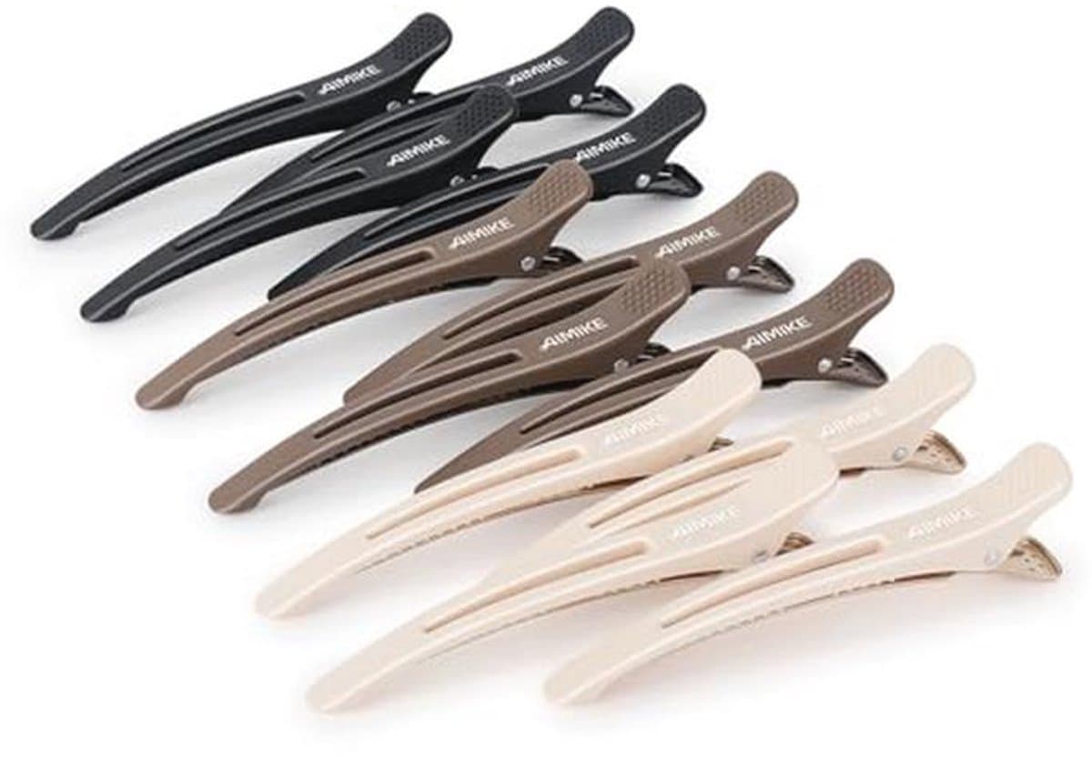 AIMIKE Professionele haarclips voor styling sectioning, 12 stuks antislip No-Trace Duck Billed haarclips met siliconen band, salon en thuis haarknipclips voor kapper, vrouwen, mannen - 4,3 inch lang — afbeelding 1