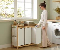Budu Wasmand 3 vakken - Wassorteerder - Wasmanden Bamboe - 150L — thumbnail 3