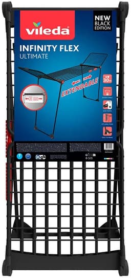 Vileda Infinity Flex Ultimate Droogrek (Black Edition) - Tafel Droogrek - 30 m drooglengte - Telescopisch uittrekbaar centraal plateau - Hoge vleugels — thumbnail 2