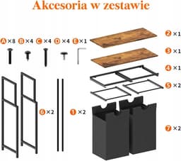 Dubbele Wasmand Opbergrek 95L - Uittrekbare Wasmand met Grote Plank - Wassorteerder voor Wasruimte Slaapkamer - Zwart wassorteerder — thumbnail 5