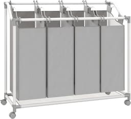 Wasmand op Wielen met 4 compartimenten - 160 ltr - uitneembare waszak — thumbnail 1