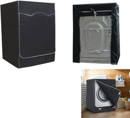 Wasmachinehoes - Beschermhoes voor wasmachine - Stofzuigerhoes voor wasmachine - Drogerhoes - Waterdicht, zonwerend, stofdicht - Oxford doek - 60 x 60 x 88 cm - Geschikt voor opzet- en droogkasten buiten - Zwart — thumbnail 1