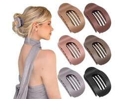 Platte Haarclips voor Vrouwen - 6 Stuks Eendenbekhaarclips - Comfortabele Franse Klauwclip met Sterke Grip