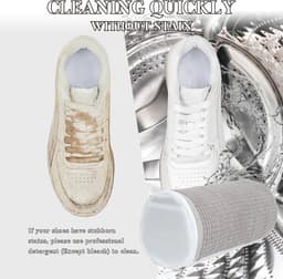 Schoenwaszak - Waszak Schoenen - Set van 2 - Chenille - Anti-Vervorming - Met Binnenzak - 37 x 17 cm - Lichtgrijs — thumbnail 4