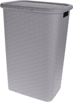 Storage Solutions Wasmand - rotan - met deksel - grijs - 60 liter - 33 x 44 x 60 cm - gevlochten kunststof — thumbnail 1