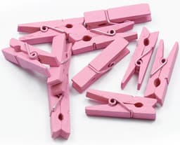 Mini Wasknijpers - 200 stuks - 3cm - Hout - Roze - Geboortekaartjes — thumbnail 1