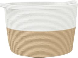 vidaXL - Wasmand - Ø - 60x36 - cm - katoen - beige - en - wit — thumbnail 1