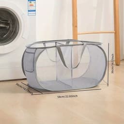 Livano Laundry Basket - Wassorteerder 3 Vakken - Wassorteerder - Wasmand 3 Vakken - Laundry Bag - Grijs — thumbnail 5