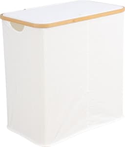 Livano Wasmand 2 Vakken - Wassorteerder - Laundry Basket - Bag - Wit - 100 Liter — thumbnail 1