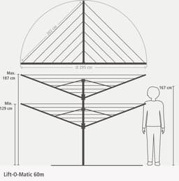 Brabantia Lift-O-Matic Droogmolen - met Metalen Grondanker - 60 m — thumbnail 2