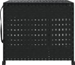 vidaXL - Wasmand - op - wielen - 66x35x60 - cm - rattan - zwart — thumbnail 4