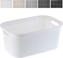 KADAX - Wasmand, multifunctionele mand, 27 l - wasmand van kunststof, opbergmand, wasmand voor badkamer, vuile kleding, accessoires, speelgoed, wasbox - Wit — thumbnail 1