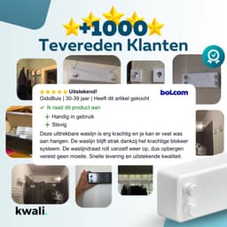 kwali.® Waslijn Uittrekbaar - Waslijndraad met stalen kern - Wasdraad - Wasrek alternatief - Roldrooglijn - Uittrekbare Waslijn - 8,8 m drooglengte — thumbnail 3