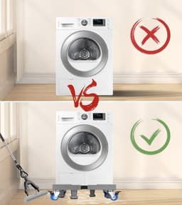 Wasmachine-onderstel met 4 voeten + 4 wielen voor wasmachine, koelkast en droger, verstelbare wasmachinebasis met antislip schokabsorberende functie, (instelbaar: 41-66 cm) — thumbnail 3