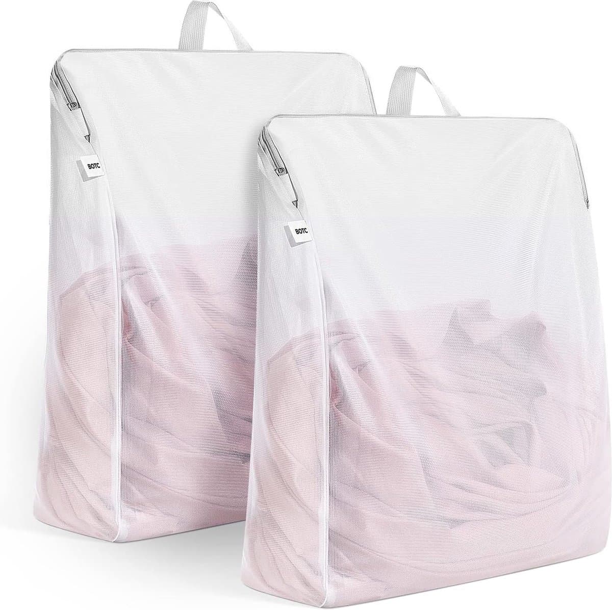 BOTC Waszakken - Wasnetten met handvat - 1 Set van 2 - 40x50cm - Bescherm je Wasgoed en Wasmachine - Wit — afbeelding 1