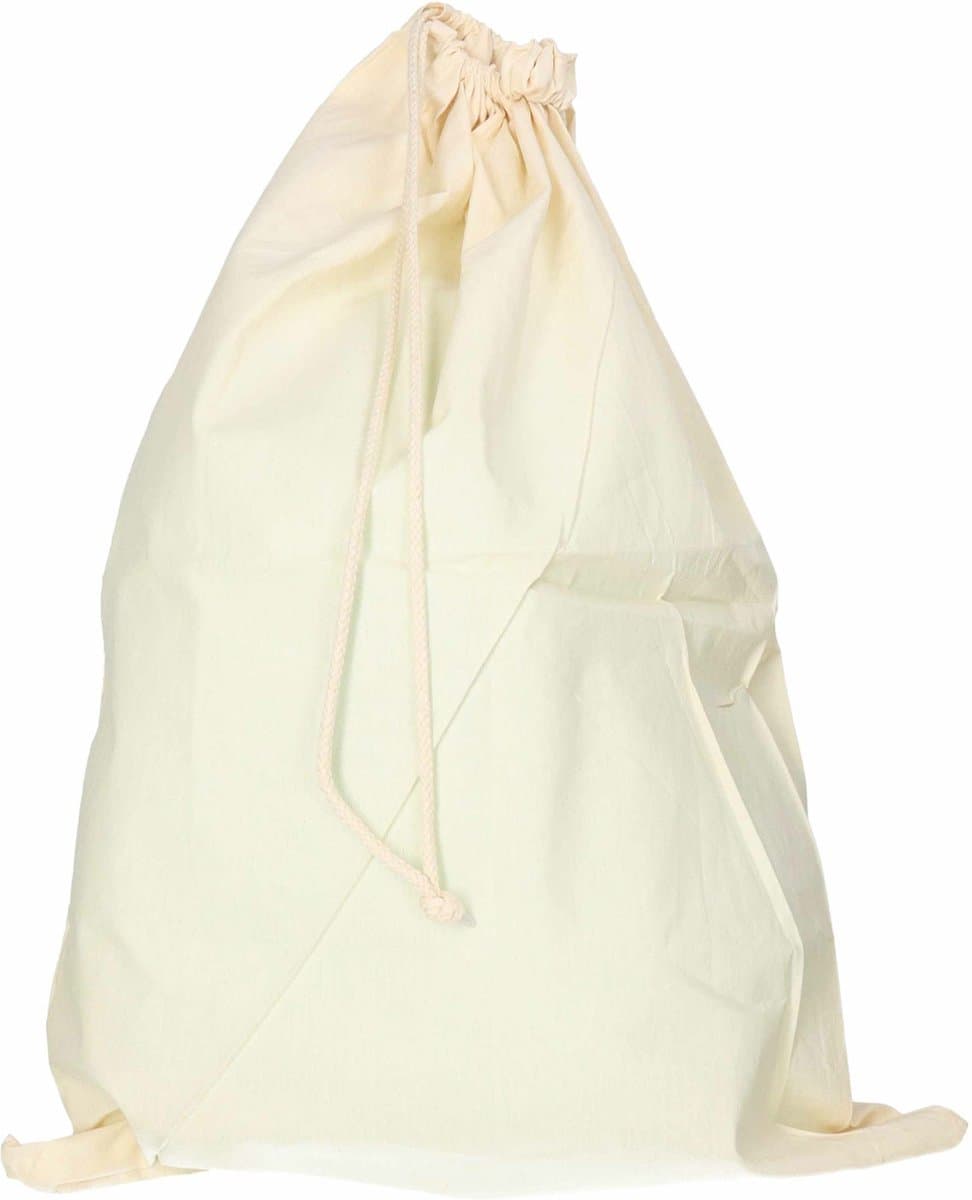 Katoenen canvas opbergzak/waszak met afsluitkoord - 49 x 75 cm - 38 liter - naturel kleur — afbeelding 1