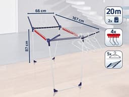 Leifheit wasrek Pegasus 200 Solid - drooglengte 20m - wasgoed droogrek - vleugelwasdroger - 4 houders - 5 hangers - Amazon Exclusive — thumbnail 5