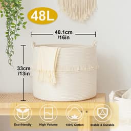 Wasmand - opbergmand voor kinderkamer - speelgoedmand - geschenkmand - opslag voor statiegeldflessen - organizer - 40 x 33 cm - beige — thumbnail 5