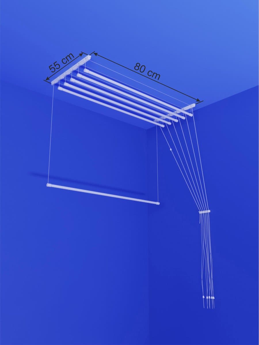 Heavy-duty Ruimtebesparend Plafond Droogrek - 6 stangen elk 80 cm lang — afbeelding 1
