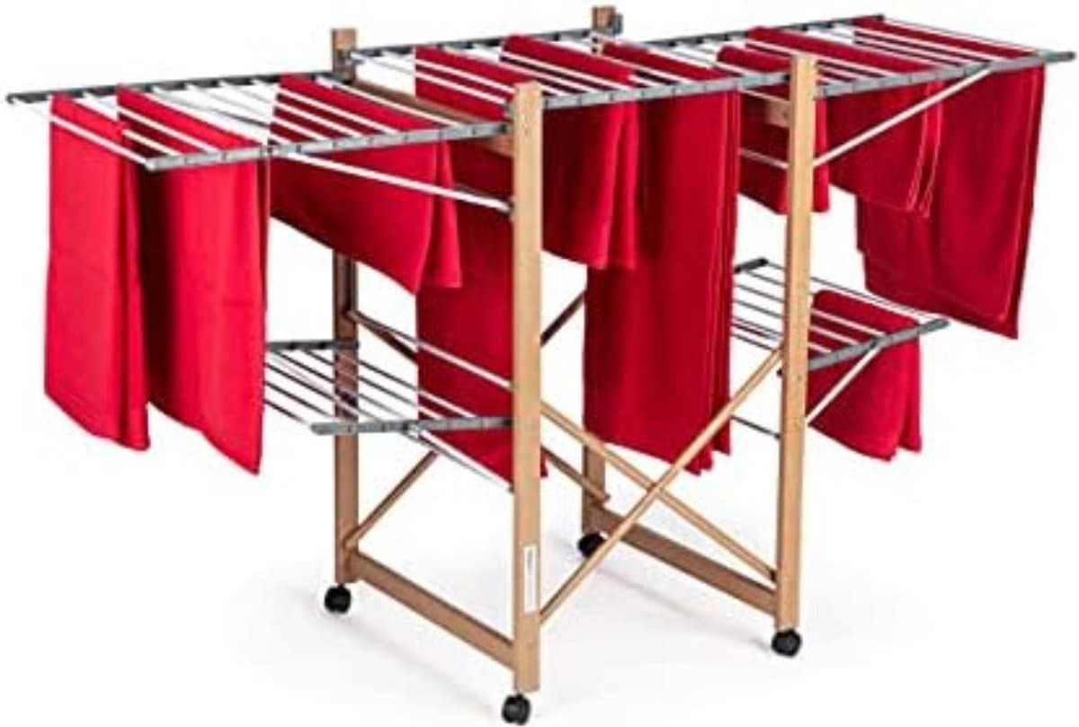 Wasrek Inklapbaar Op Wieltjes - Wasrek Staand - Droogrek Op Wieltjes - Wasrek Op Wieltjes — afbeelding 1