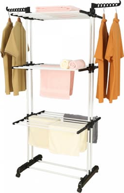 MaatShopXL | Herzberg Home & Living Herzberg Hg-8034Bw: Verhuisbaar Wasrek - Zwart Kunststof Met Witte Buizen — thumbnail 4