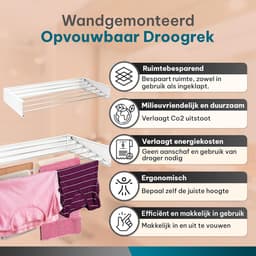Equivera Wanddroogrek - Wanddroogrek Inklapbaar - Droogrek - Wand Droogrek - Wasrek Hangend - Schuifbaar — thumbnail 3