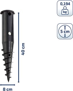 Leifheit droogmolen grondanker - incl. indraaistang - 50 mm diameter - zwart — thumbnail 2