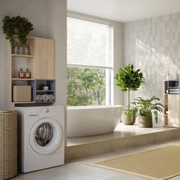 Wasmachinekast Kuba 4 Legplanken, 1 Draaideur-lichte Eik/celadon Grijs - Symbiosis - Wasmachine Ombouw - Bruin - Melamine; Spaanplaat — thumbnail 4
