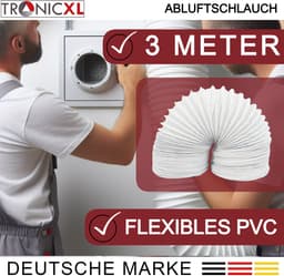TronicXL PVC afvoerslang UNIVERSEEL 100 mm - 3 m voor droger, airconditioning, en meer - luchtafvoer drogeraccessoires — thumbnail 2