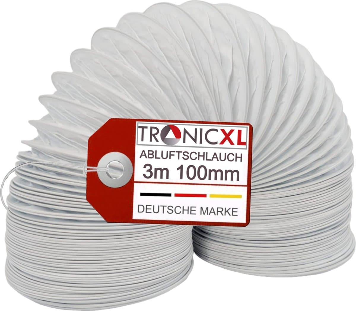 TronicXL PVC afvoerslang UNIVERSEEL 100 mm - 3 m voor droger, airconditioning, en meer - luchtafvoer drogeraccessoires — afbeelding 1