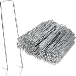 Grondankers 300 Stuks - 15x2.5cm - Roestwerend grondanker gegalvaniseerd staal - Ø2.8mm - Onkruidvlies - voor het bevestigen van worteldoek, tuinvlies, schutting, kunstgras, folies - stabiel U-vormig grondanker — thumbnail 1