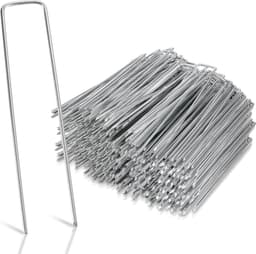 Grondankers 500 Stuks - 15x2.5cm - Roestwerend grondanker gegalvaniseerd staal - Ø2.8mm - Onkruidvlies - voor het bevestigen van worteldoek, tuinvlies, schutting, kunstgras, folies - stabiel U-vormig grondanker — thumbnail 1