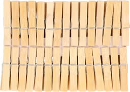 Wasknijpers - 60x - bamboe hout - 7 cm - wasspelden - knijpers - was ophangen — thumbnail 2