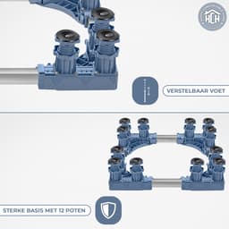 HCH Wasmachine Verhoger - 12 Poten - Anti Slip - Tot 300 KG Draagkracht - Verstelbaar - Wasmachine Opbouwmeubel - Witgoed Verhoging - Geschikt voor Wasmachine, Droger, Koelkast, Diepvries en Fornuis - Grijs — thumbnail 4