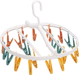 klemmen met antislip - Sokdroger - pantalonhanger – kledinghanger - draaibaar en opvouwbaar - meerdere rokhangers met clips - anti-slip - voor sokken ondergoed schoen inlegzolen babykleding hoeden — thumbnail 1