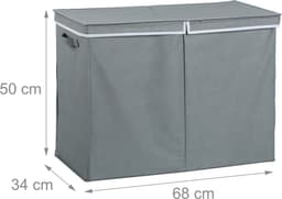 wasbox met deksel - 100 l - opvouwbaar - stof - 50 x 68 x 34 cm - draagbaar — thumbnail 5
