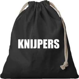 Canvas knijperzak/ opbergzakje knijpers zwart met koord 25 x 30 cm en 120 houten wasknijpers - Knijperzak met knijpers — thumbnail 3