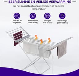 Ce.Goods Elektrisch Droogrek - Verwarmd wasrek - Droogrek Elektrisch - Inklapbaar Droogrek - Snel Drogend Wasrek — thumbnail 5
