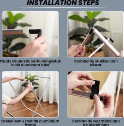 Wasmand 3 Vakken 90L - Opvouwbare Wassorteerder met NL opdruk - Aluminium Frame wasmanden — thumbnail 4